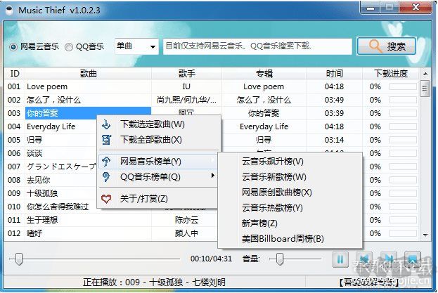 MusicThief (QQ音樂/網(wǎng)易云音樂下載工具)