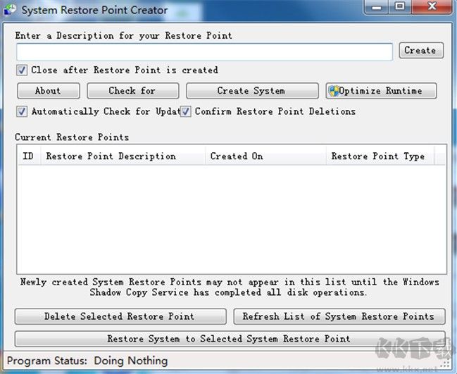 System Rstore Point Creator