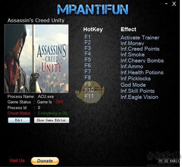 刺客信條大革命修改器(十項修改器)