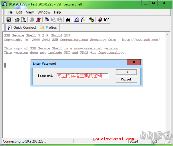 填寫(xiě)對(duì)應(yīng)的遠(yuǎn)程主機(jī)的登錄密碼