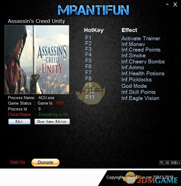 刺客信條大革命十項(xiàng)修改器