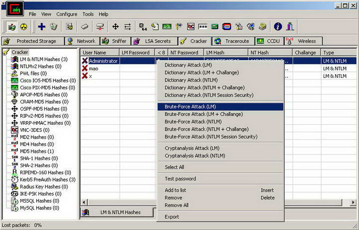 Cain and Abel萬能密碼破解工具