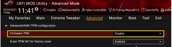 華碩amd平臺開啟tpm功能示例二