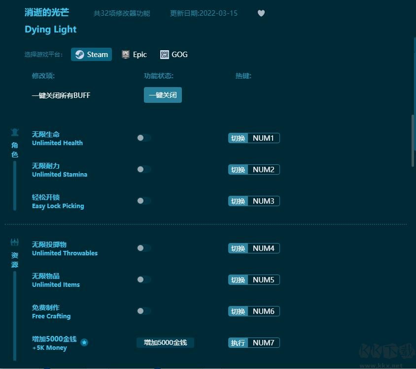消逝的光芒三十二項修改器