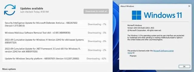 Win11累積更新KB5017321(22621.521)