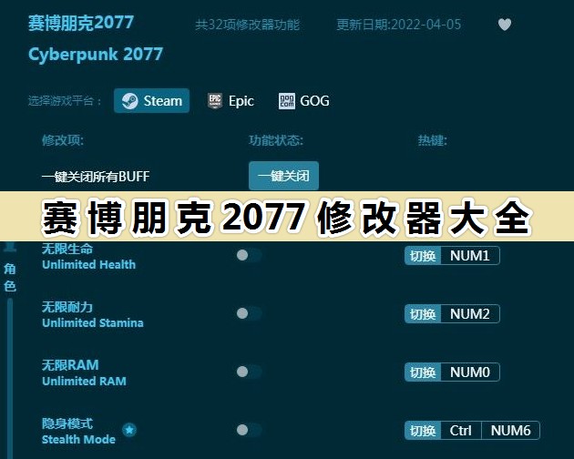賽博朋克2077修改器下載_賽博朋克2077修改器超全合集