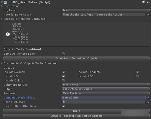 unity游戲插件Mesh Baker