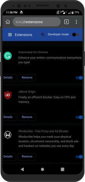 Kiwi瀏覽器手機(jī)版(附油猴腳本安裝教程)