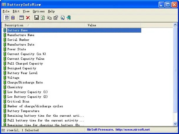  batteryinfoview(筆記本電池檢測軟件)