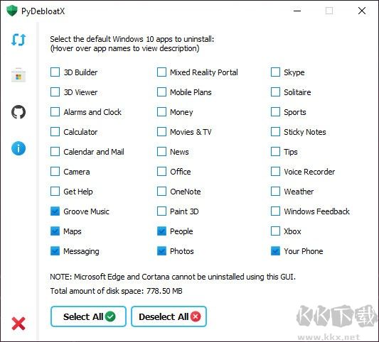 PyDebloatX(卸載win10默認應(yīng)用)