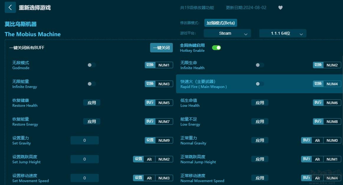 莫比烏斯機器十九項修改器