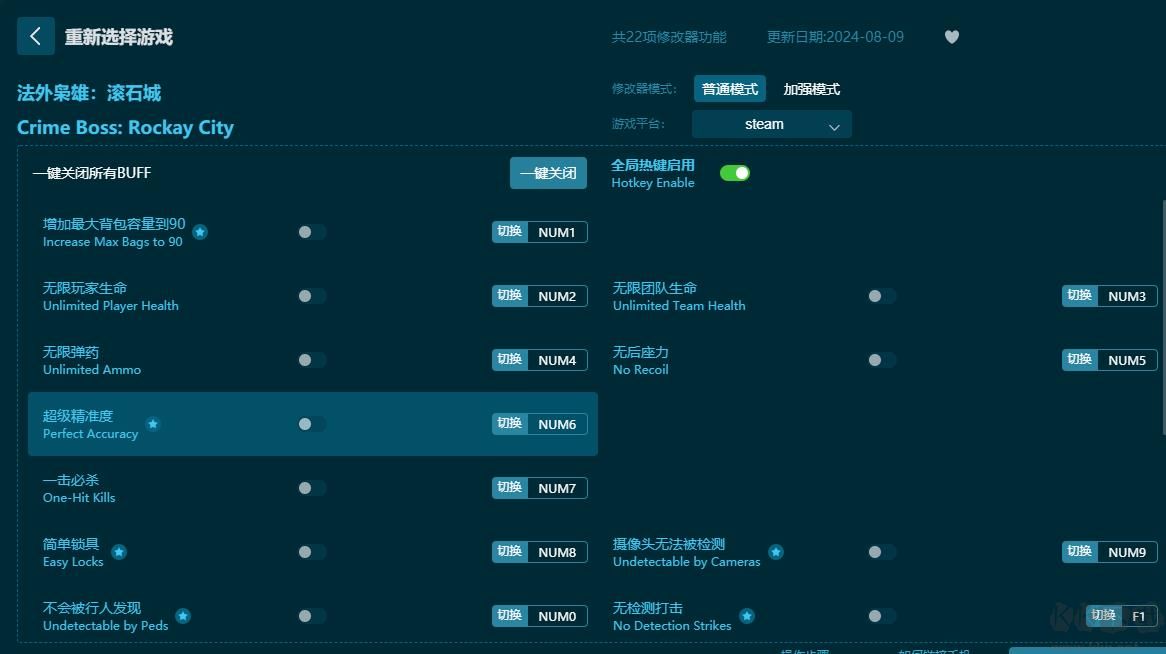 法外梟雄:滾石城二十二項(xiàng)修改器