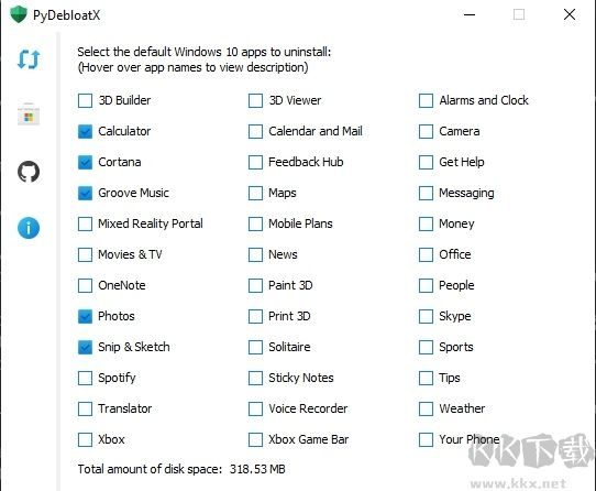 pydebloatx(卸載win10默認(rèn)應(yīng)用)