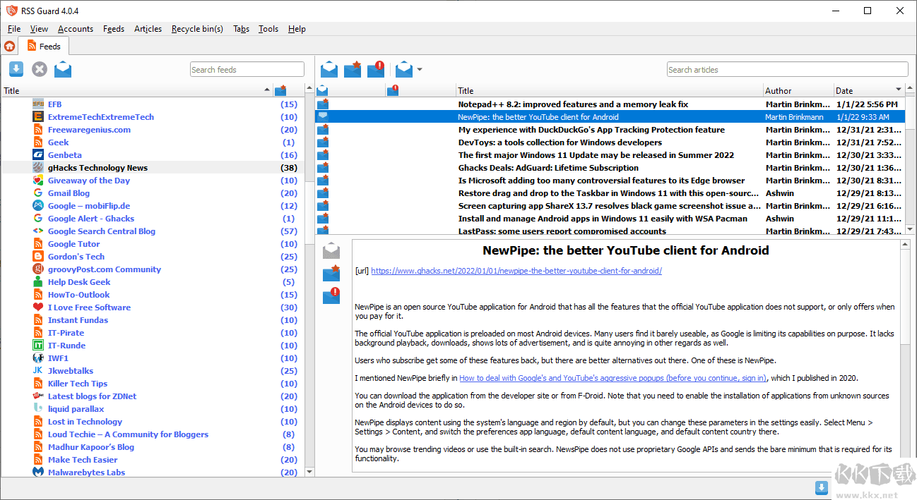RSS Guard(RSS feed 閱讀器)