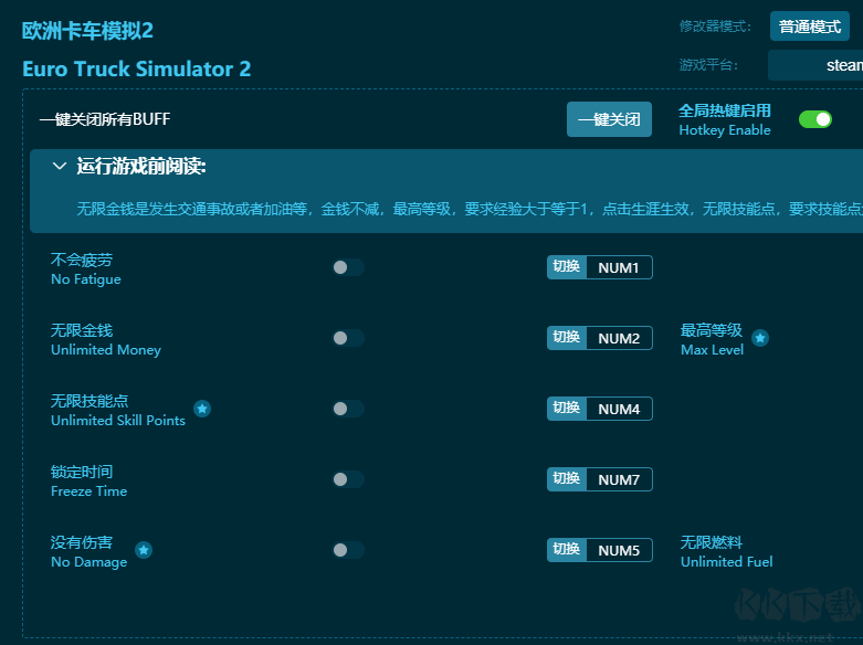歐洲卡車模擬2八項修改器