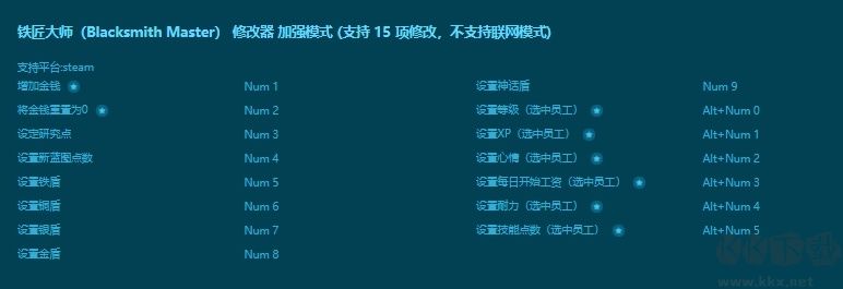鐵匠大師(Blacksmith Master)二十一項(xiàng)修改器最新版